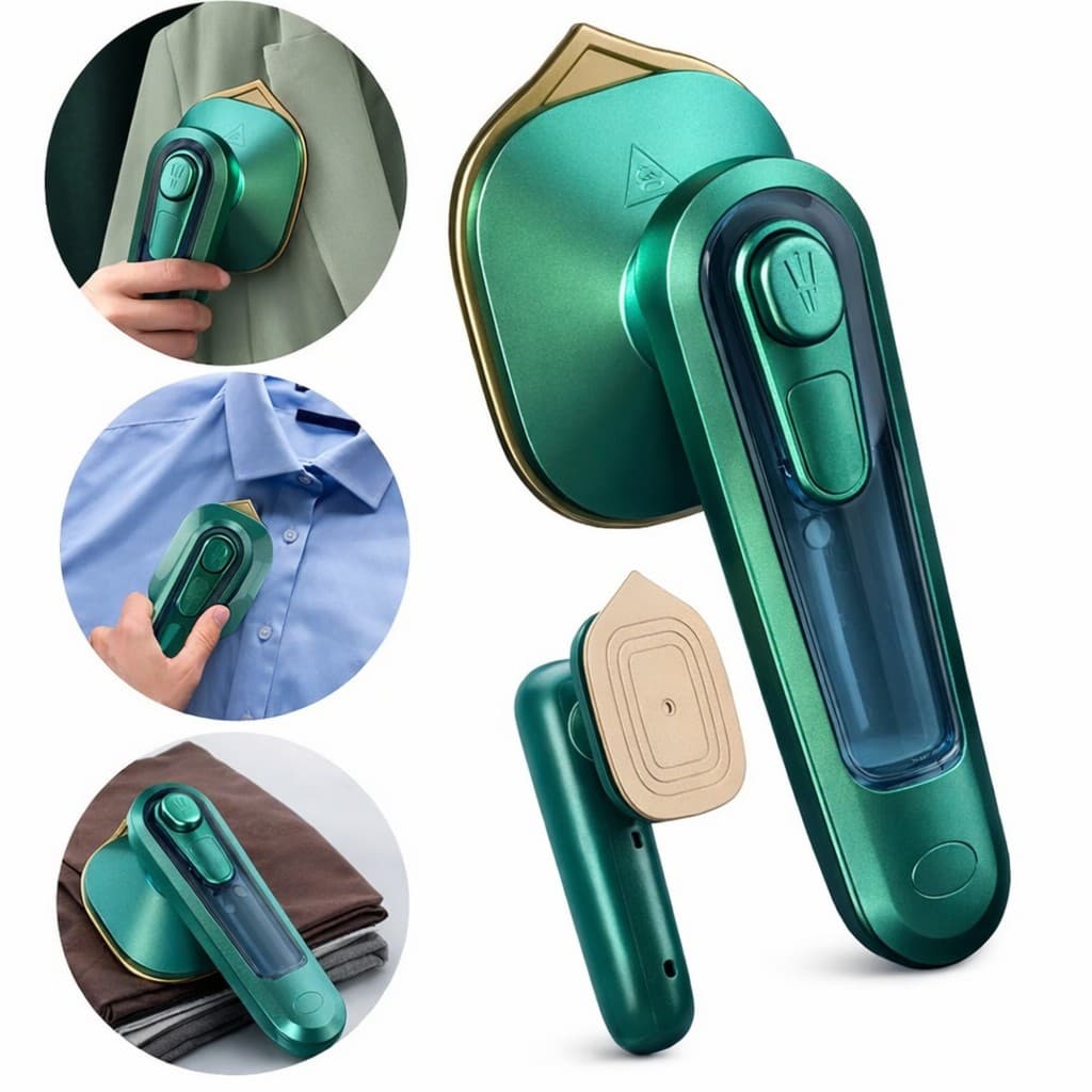 Mini Ferro Portátil de Passar Roupa com Spray e Base Antigotejamento