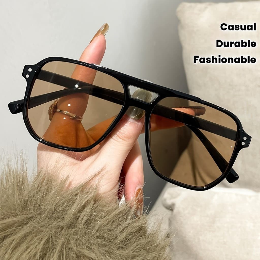 Óculos de Sol de Estilo Vintage Luxuoso com Lentes Amarelas Quadradas - Óculos de Sol com Proteção UV para o Verão
