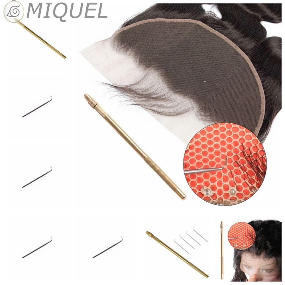MIQUEL 5 Pçs/set Agulhas De Peruca De Renda , Ventilação Resistentes Duráveis , Kit De Fabricação Dourada De Extensão De