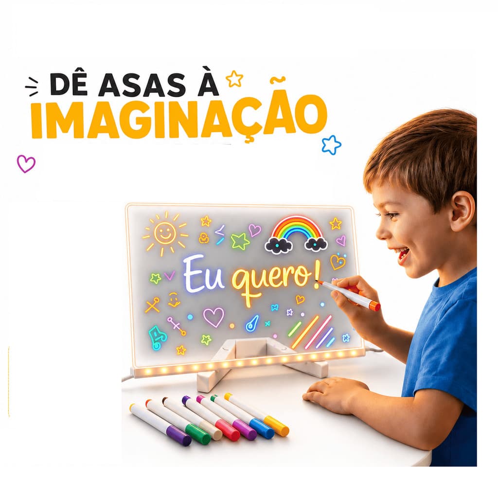 Painel LED Colorido Escreve Apaga USB Decorativo 20 x 16