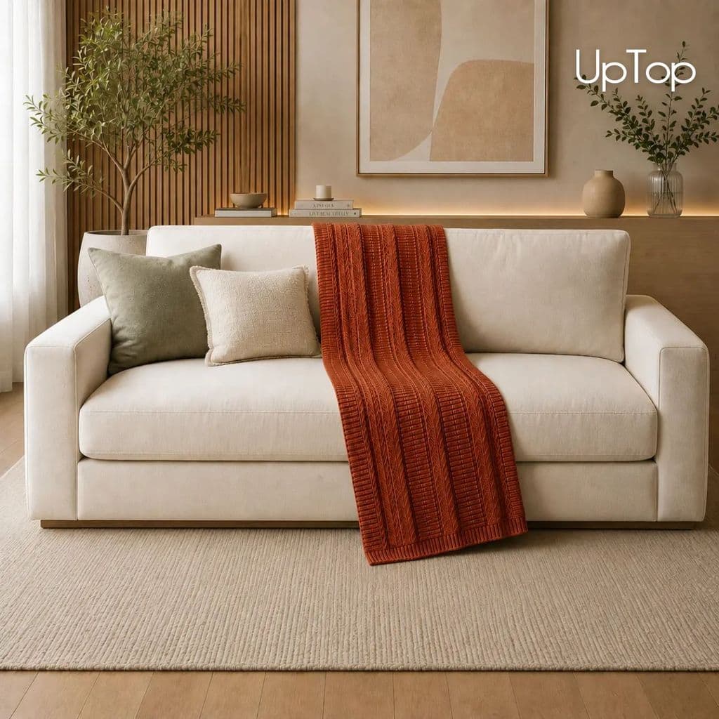 Manta de Sofá Tricot Peseira Decoração Cama Posta Casal Queen King Tricô Toque Macio