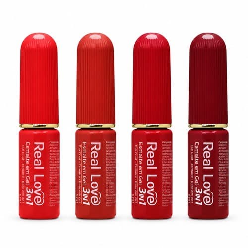 Kit 4 Esmaltes em Gel 3 em 1 Tons de Vermelho Real Love