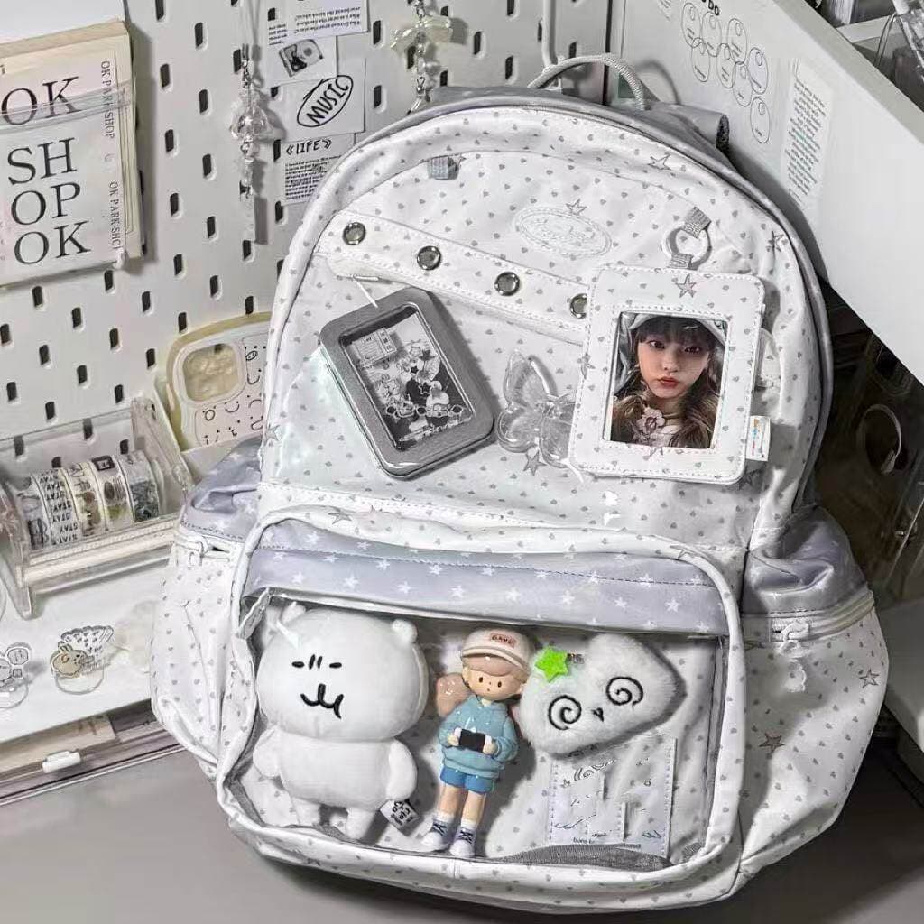 2026 bolinhas impressão completa estrela dor saco mochila feminina estudante do ensino fundamental júnior estudante do e