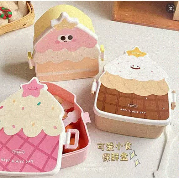 Marmita Bento Box 1200ml Design Cupcake com Talheres - Livre de BPA