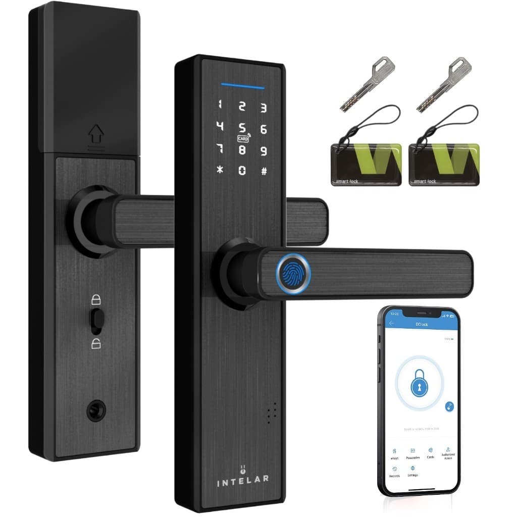 Fechadura Eletronica Digital Com Biometria Senha Intelar App Tuya Wi-fi