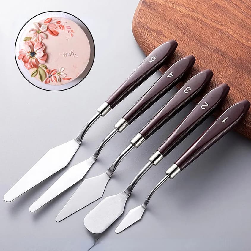 Kit de Espátulas de Confeitaria Profissional – 5 Peças em Aço Inox