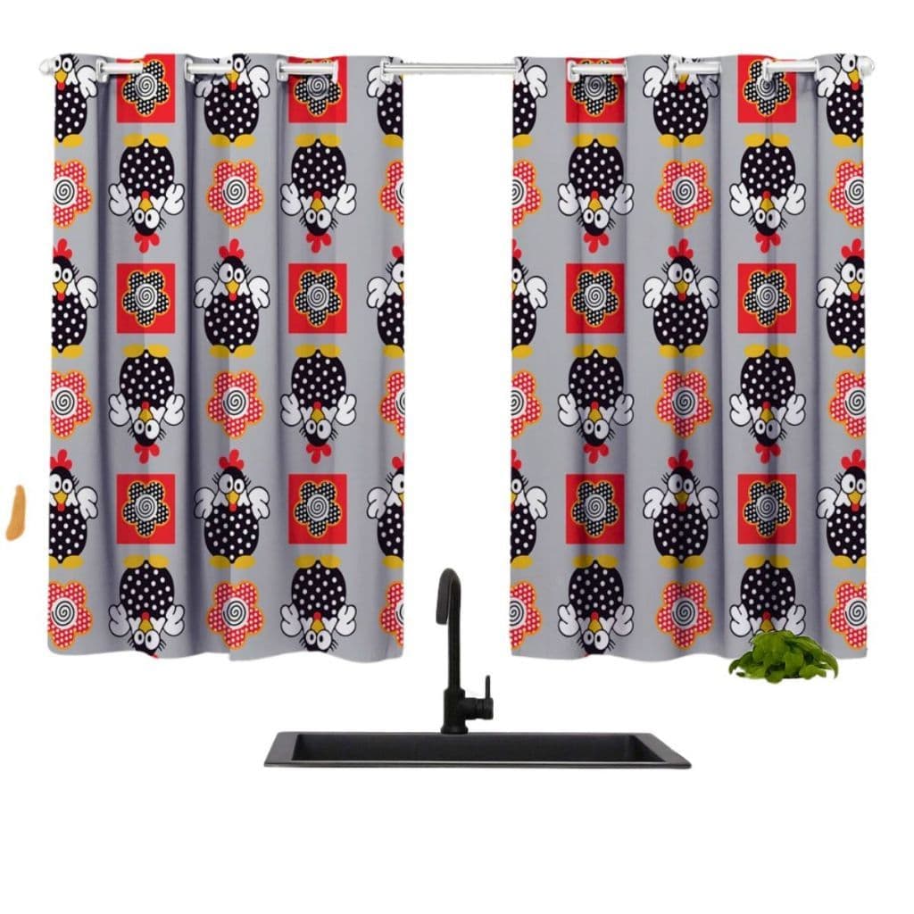 Cortina Cozinha Pequena Decoração Simples Vitro Pia Galinha Pintadinha Varao Ilhos Basico Cinza Luxo