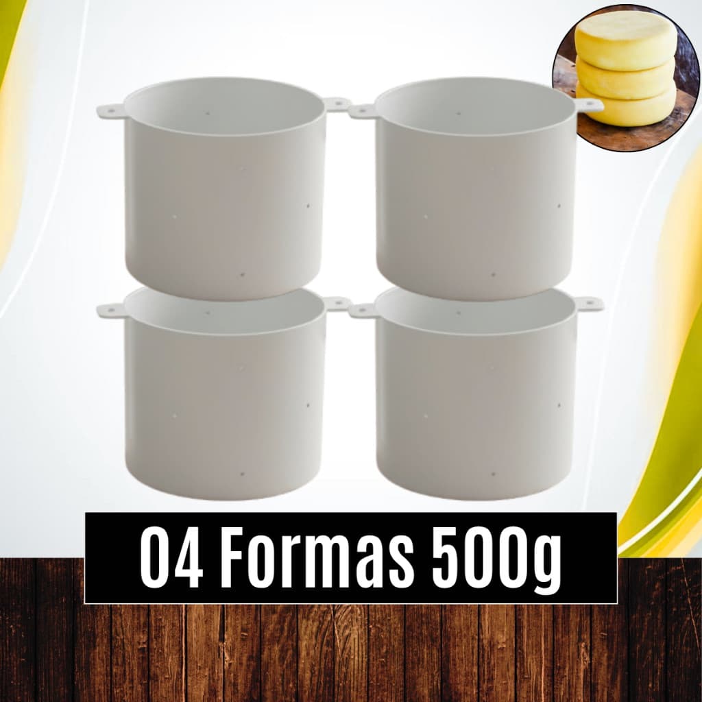 Cx 04 Unds Formas 500g p/ Queijos Minas Curado Frescal Ricota Canastra durável - OPUSPLAST