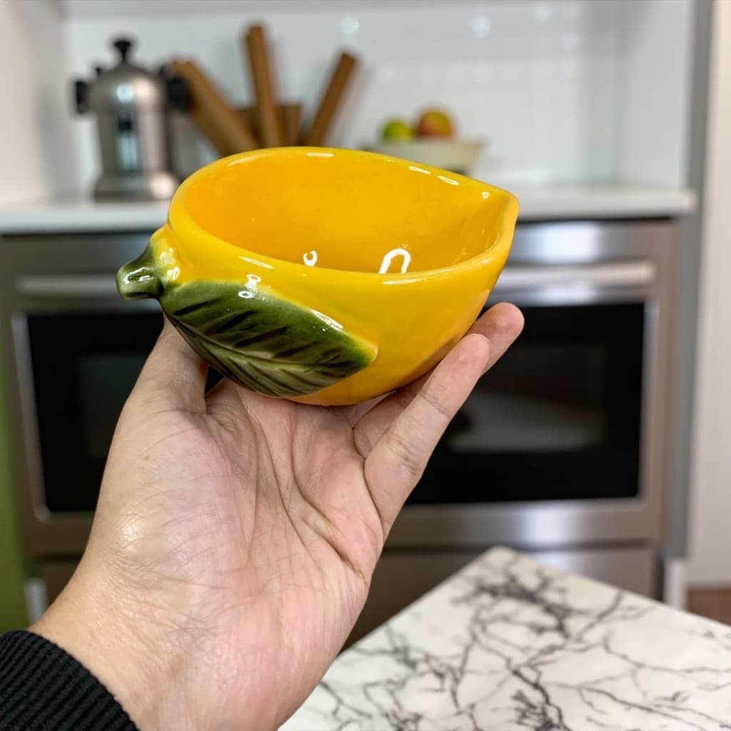 Bowl Cumbuca Em Formato de Limão Para Cozinha Feito de Cerâmica Esmaltada