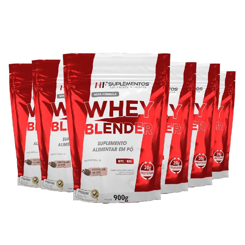 6X WHEY BLENDER CONCENTRADO CHOCOLATE 900G HF SUPLEMENTOS