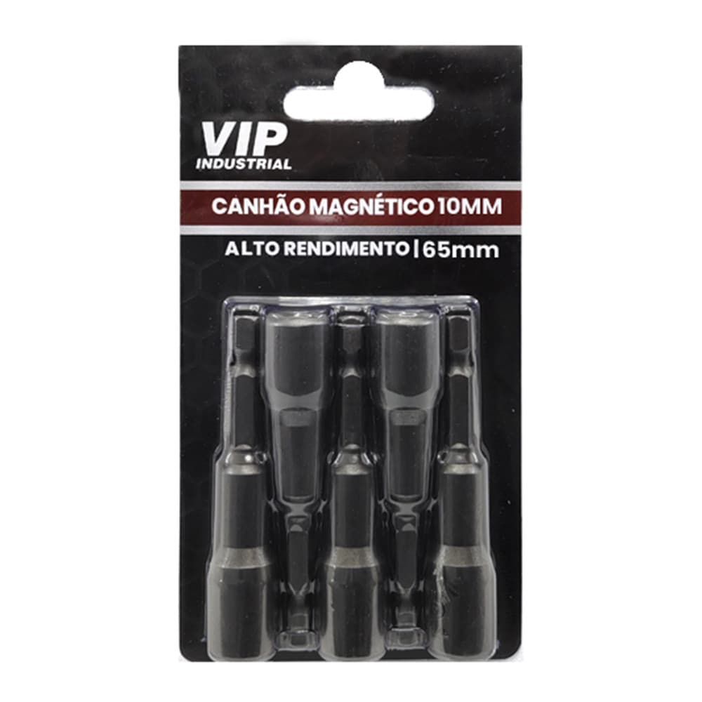 Jogo com 5 Bits Sextavado Canhão Longo Magnético 10mm Encaixe 14" VIP