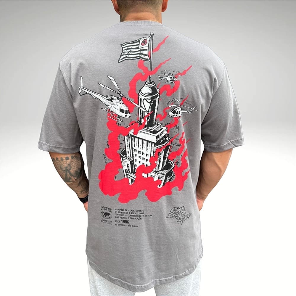 Camiseta Collab Lixo Mania 01 Cinza Chumbo