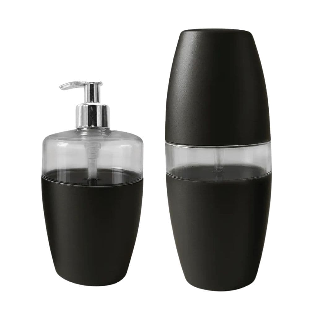Kit Porta Escova de Dentes e Porta Sabonete Líquido 400ML Preto