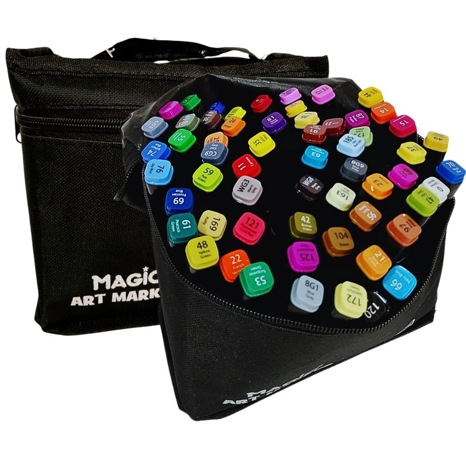 Kit Com 60 Cores Caneta Marcadora Ponta Dupla Artística