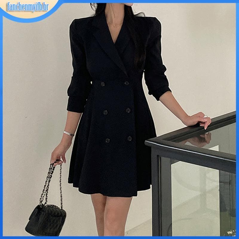 Vestido blazer Formal Com Gola E Botão Duplo
