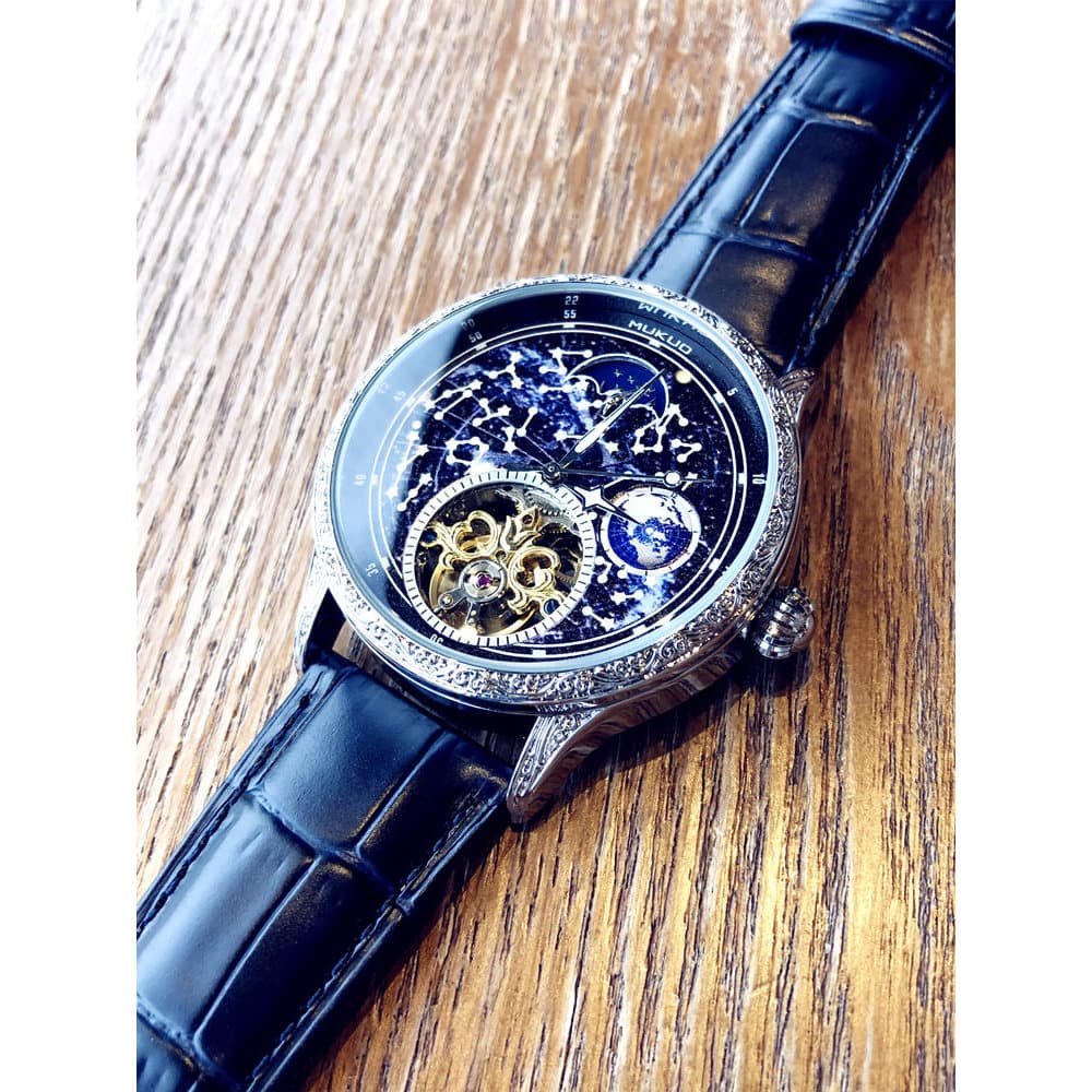 Van Gogh Galaxy Concept Relógio mecânico automático exclusivo masculino turbilhão oco negócios Street Wear à prova d'águ