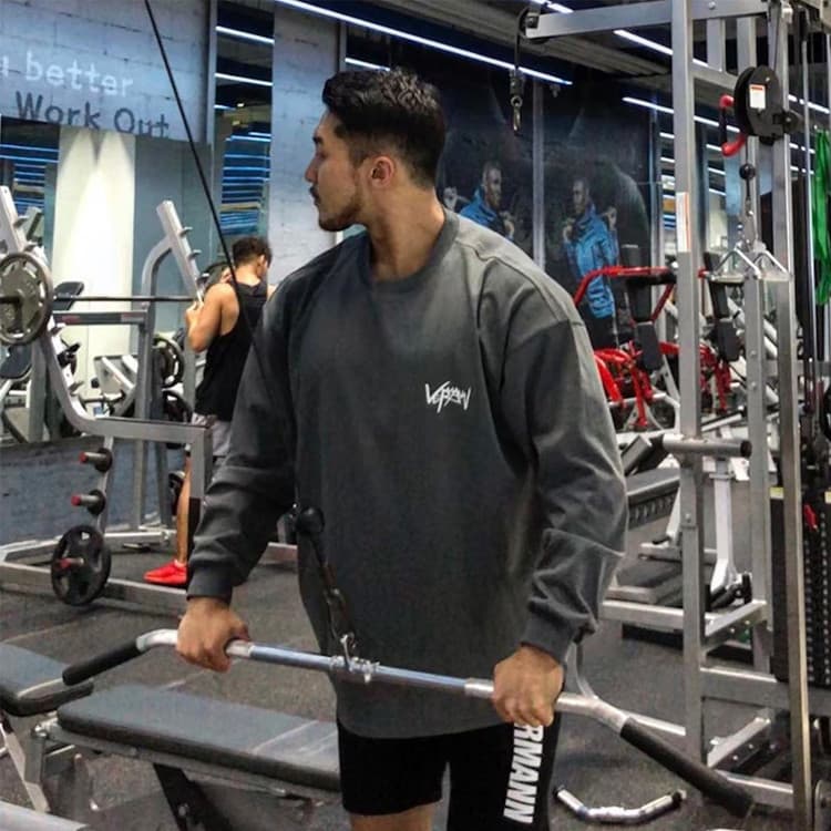Treinamento muscular Fitness de manga comprida masculino correndo uniforme de basquete respirável em torno do pescoço to