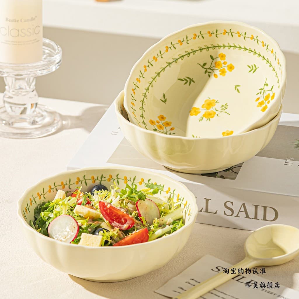 Tigela de cerâmica para salada de frutas, casa 2026, novo estilo, tigela de arroz, aveia, café da manhã, sobremesa, iogu