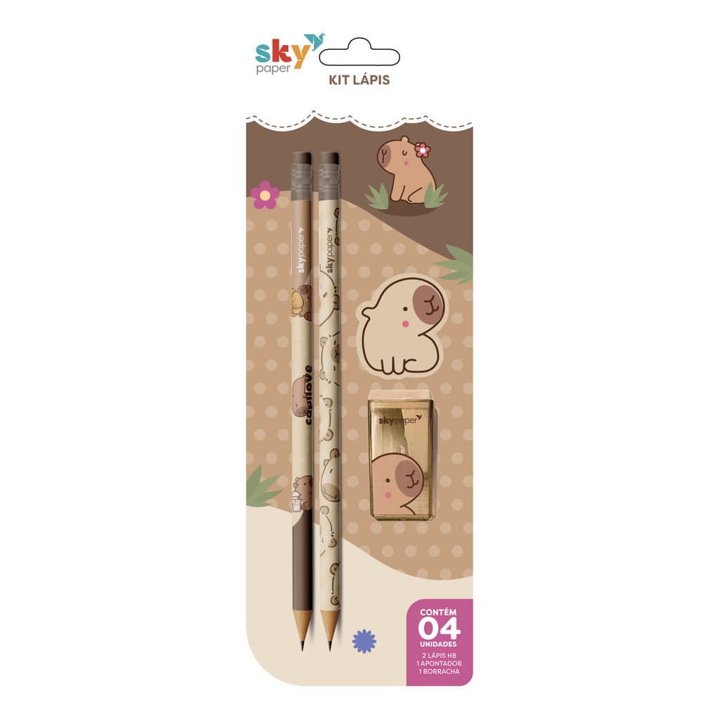 Kit Lápis Com 4 Peças Oficial Capivara Skypaper