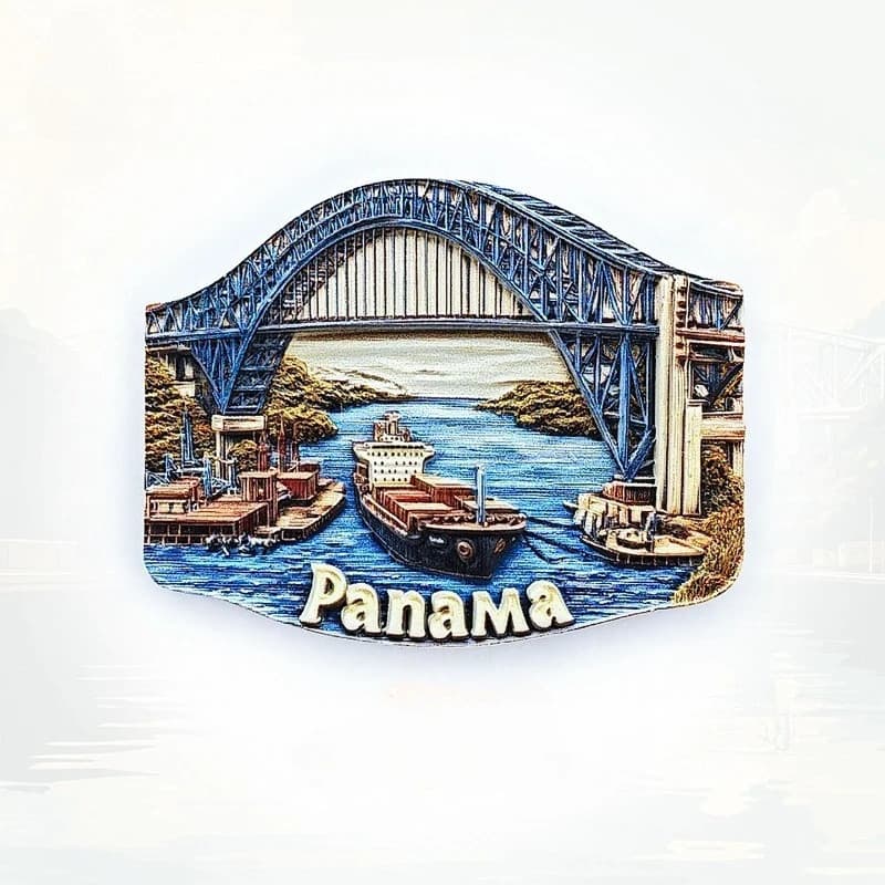 Ímã de Geladeira da Ponte Panamá-América - Souvenir de Engenharia 3D, Decoração Transcontinental, Presente Exclusivo MAR