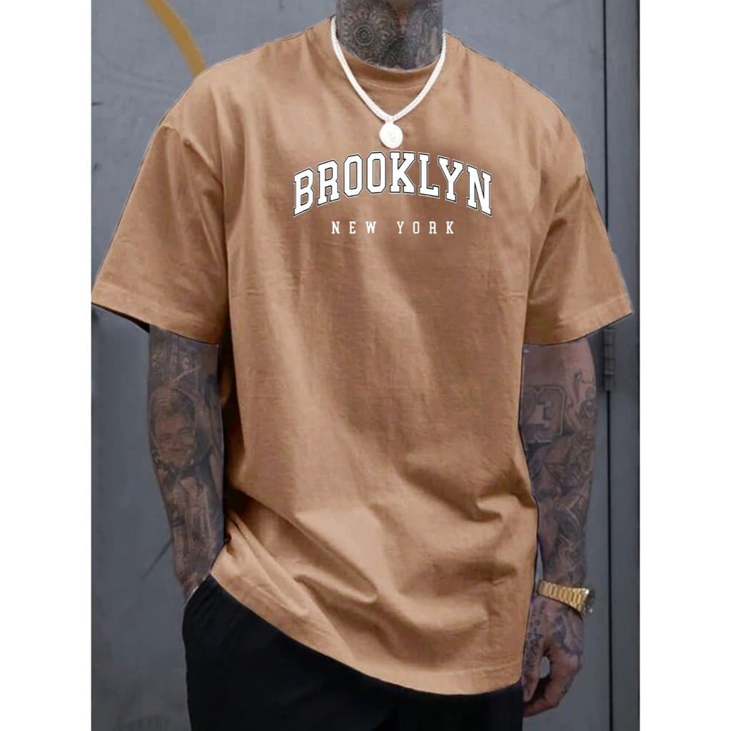 Camiseta Masculina BROOKLYN Camiseta Algodão Penteado 30.1 Premium Costura Reforçada Estampada Alta Qualidade Casual