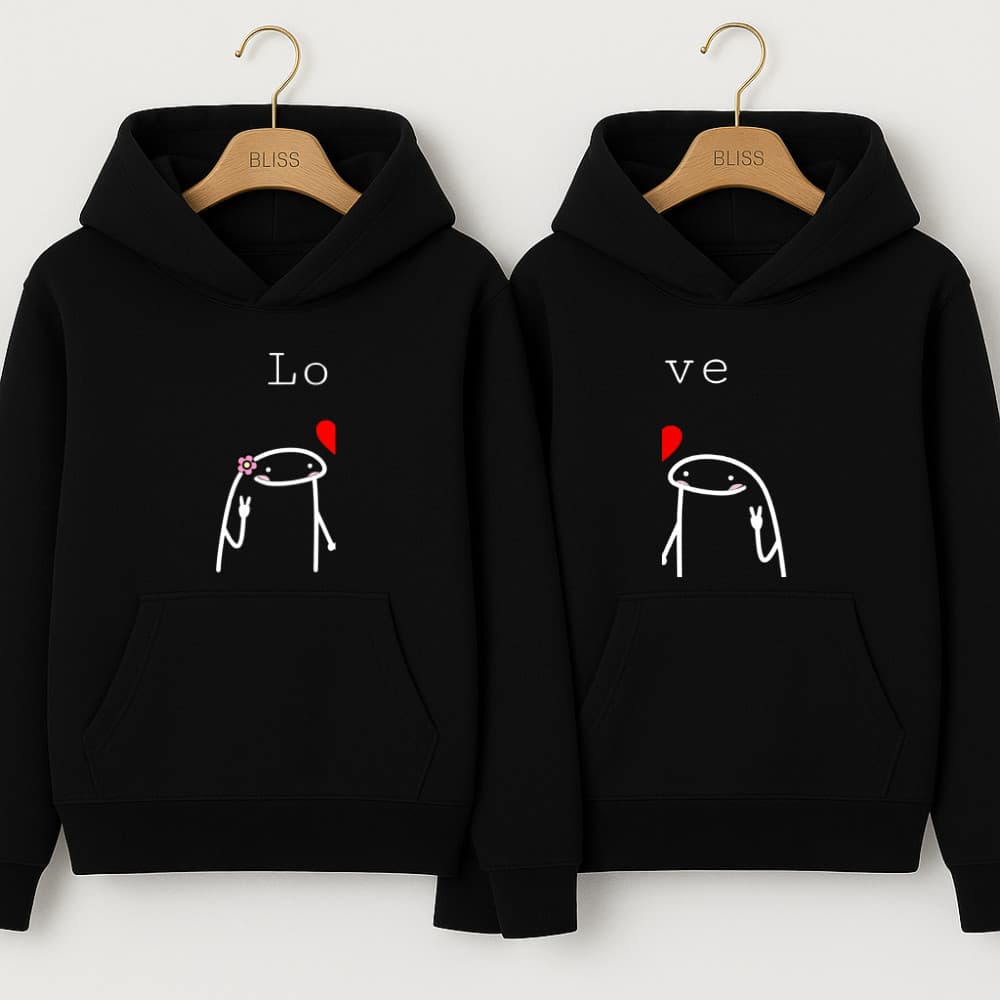 Kit com 2 Moletom Canguru Love Florck Coração Agasalho De Frio Com Bolsos E Capuz