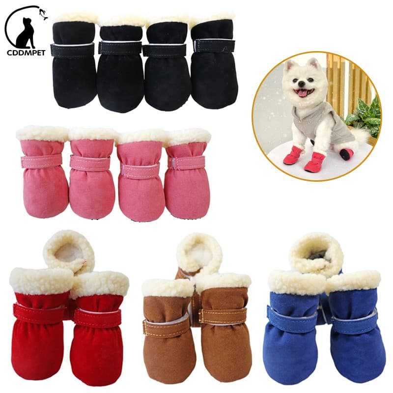 4 Peças Pet Botas De Inverno Cachorro Para Cães Pequenos Antiderrapantes De Gato Neve Calçado