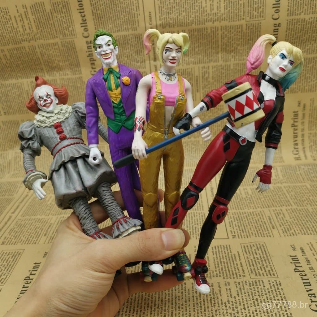 Figuras Soltas Populares: Heróis DC Retrô Nostálgicos, Joker, Harley Quinn, Bonecos de Arame, Figuras de Borracha K6PY