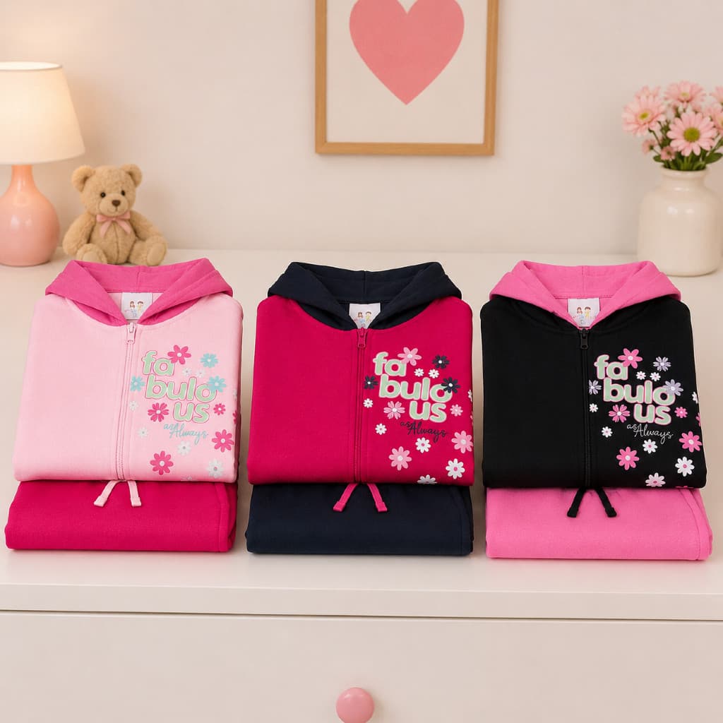 Conjunto de Moletom Peluciado Menina Juvenil/Infantil Moda-Casaco Moletom e Calça Lisa 10-12-14 anos