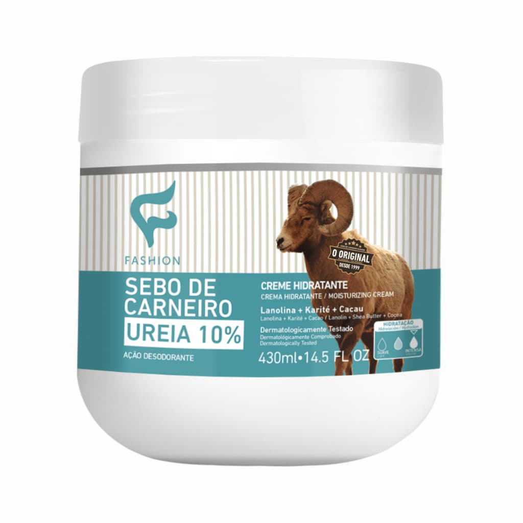 Creme Sebo de Carneiro Ureia 10% Pote 430ml Hidratante Fashion