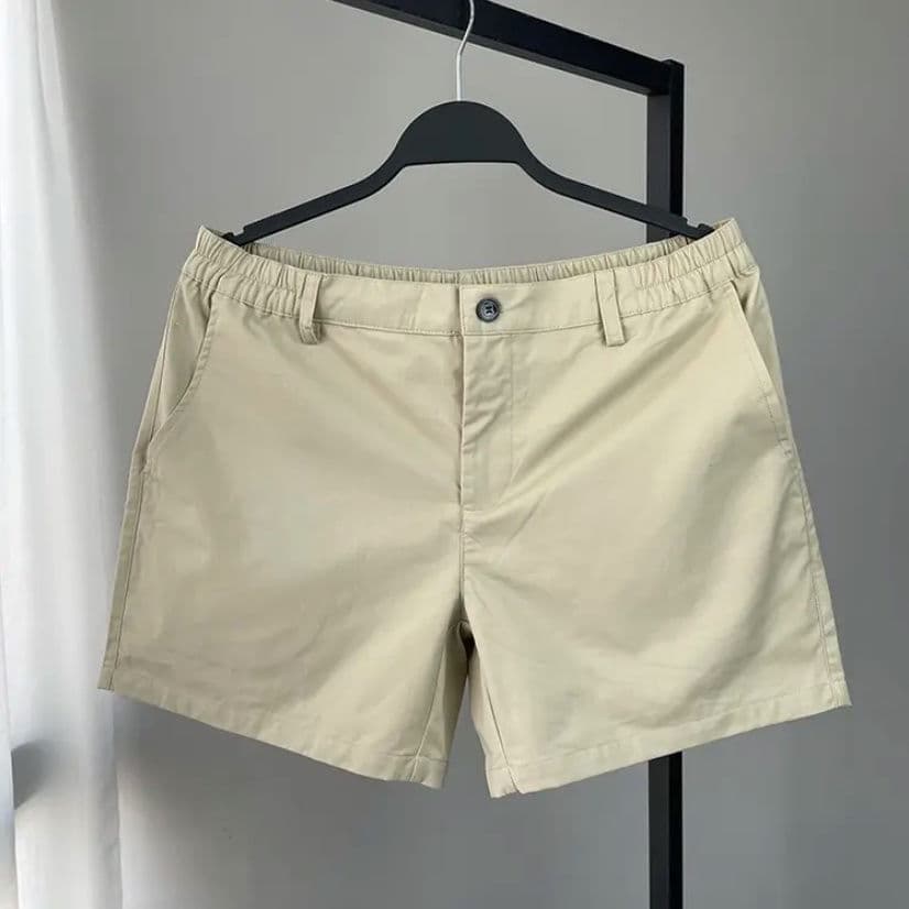 Calças de três pontos de verão masculinas Slim-fit All-match versão coreana na moda Casual cor sólida botão fino Design