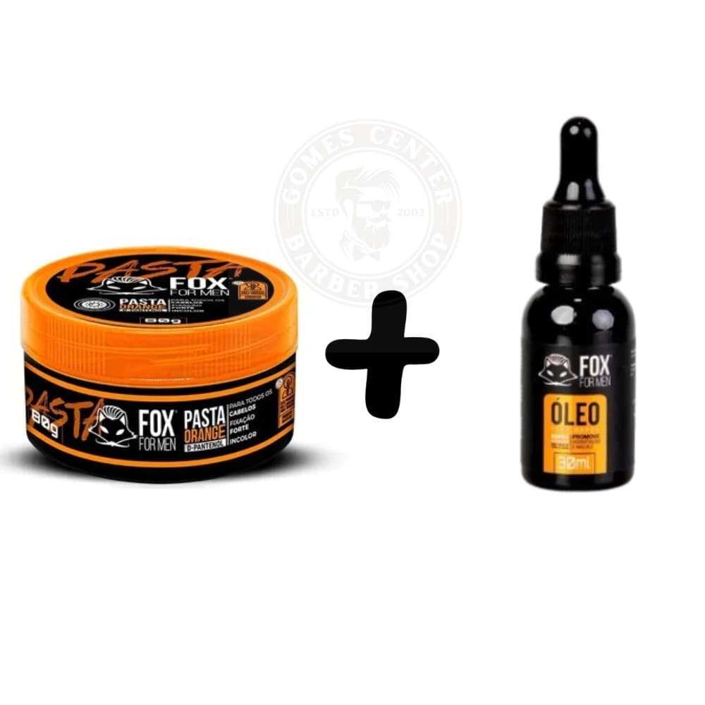 Kit Óleo Para Barba 30ml + Pomada Modeladora Capilar 80g FOX Fixação Média e Brilho Natural