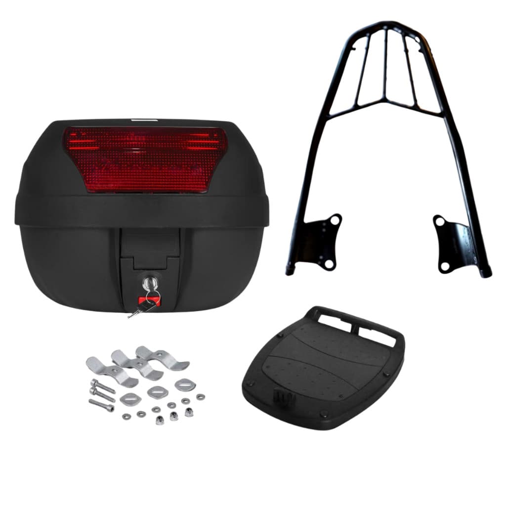Bagageiro Cb 300 (Todas) + Baú Bauleto 28 Litros Preto Cromado
