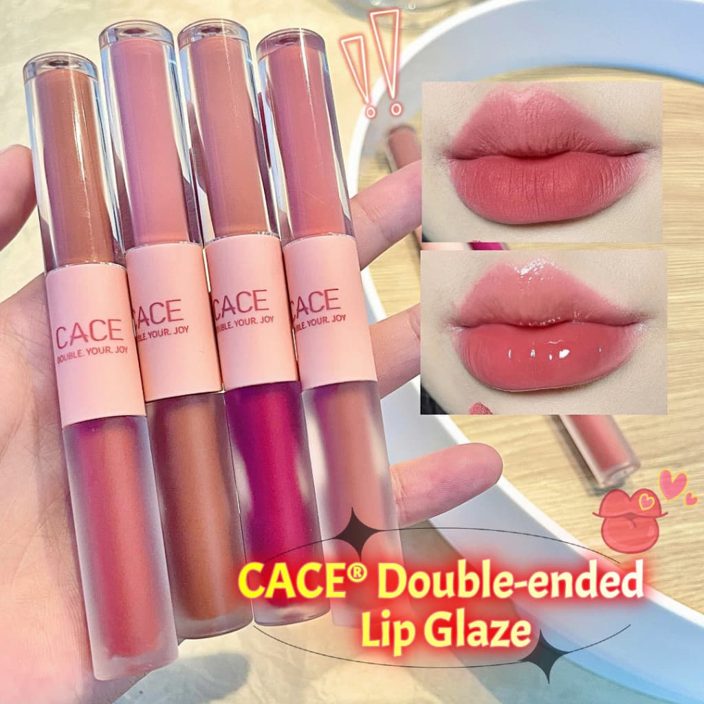 CACE ®     Batom Líquido Matte e Brilhante de Dupla Ponta, Cor de Lábios Ultra Pigmentada e de Longa Duração, Batom Líqu