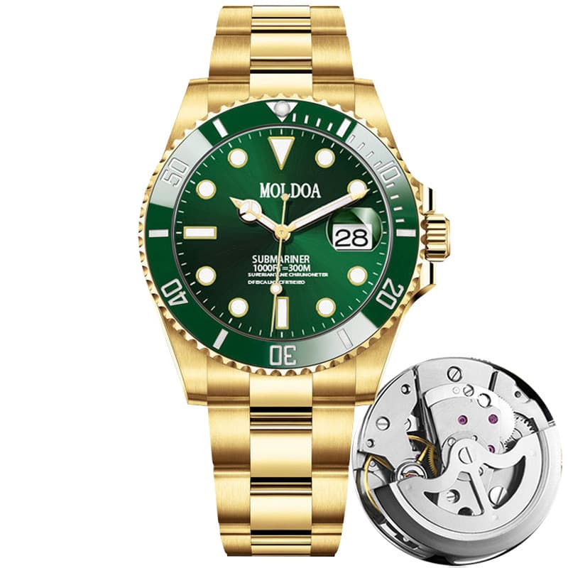 relogio masculino Genuíno ouro verde água fantasma relógio mecânico automático oco turbilhão relógio masculino calendári