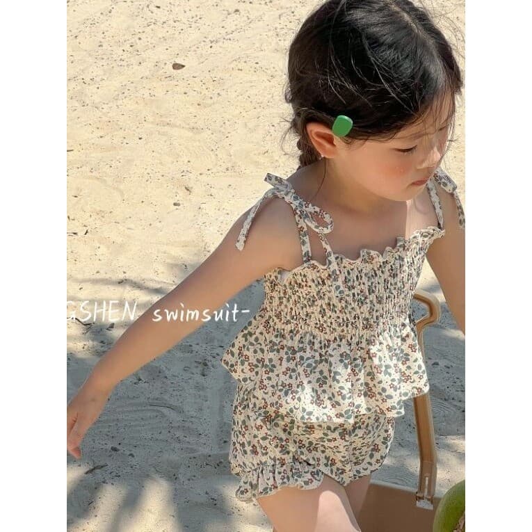 Meninas maiô meninas Floral estilingue Split maiô pequena princesa verão férias praia médio pequeno crianças maiô