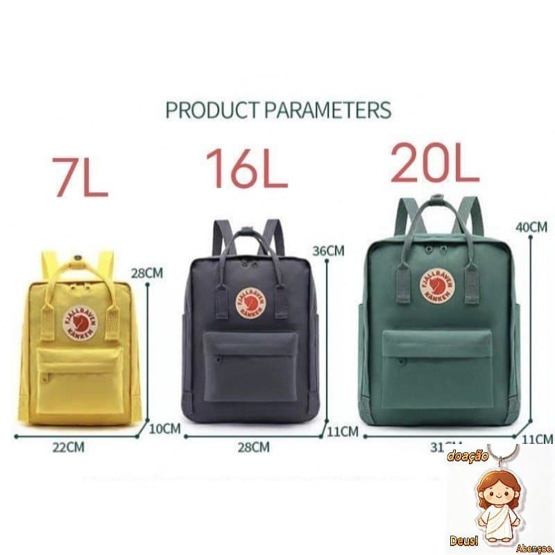 Mochila Feminina 20L 16L 7L Fox Kanken Mochila Bolsa Feminina Mochila Escolar