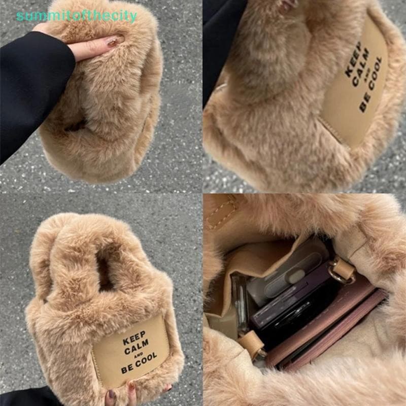 Prosperityussummtoftopcity Moda Simples Carta De Pelúcia Bolsa Outono Inverno Bolsas Balde Fofas Para Mulheres Meninas R