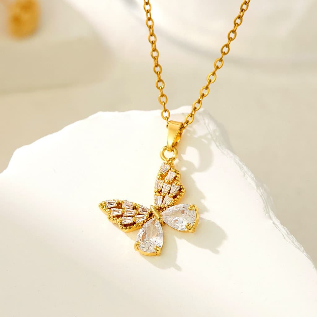 Colar Com Pingente De Borboleta Strass : Corrente De Clavícula Elegante E Individualista Para Meninas Elegantes