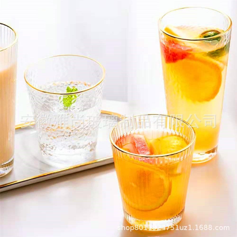 Tira Vertical japonesa phnom penh martelo padrão de vidro café da manhã phnom penh copo leite suco doméstico copo água b