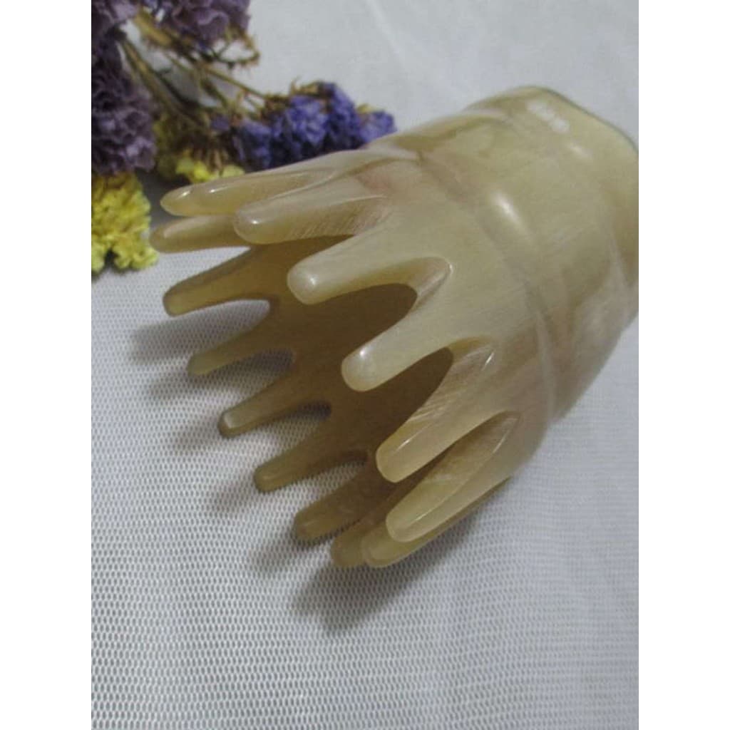 Natural chifre de iaque pente massagem pente meridiano cabeça terapia do cabelo dedicado couro cabeludo massageador domé