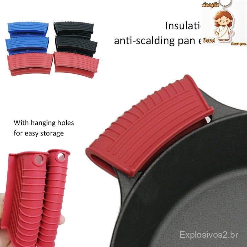 2 Peças de Luvas de Silicone Suporte para Cabo de Panela Assistência Capa de Cabo de Panela de Ferro 5640