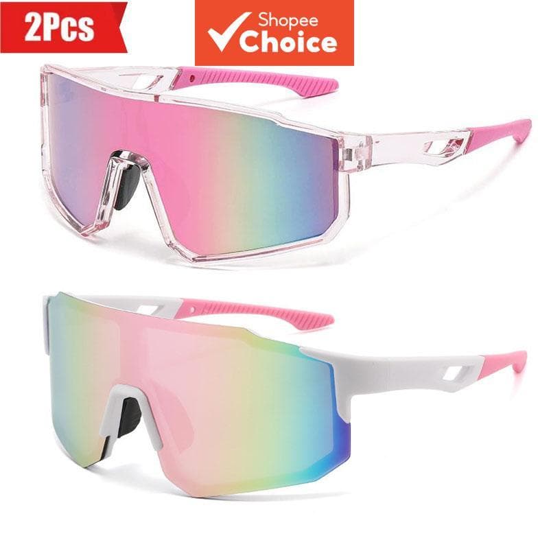 2 Pares De Óculos De Sol De Filme Em Pó Para Ciclismo De Armação Grande Ao Ar Livre , À Prova De Vento E Protetor Solar