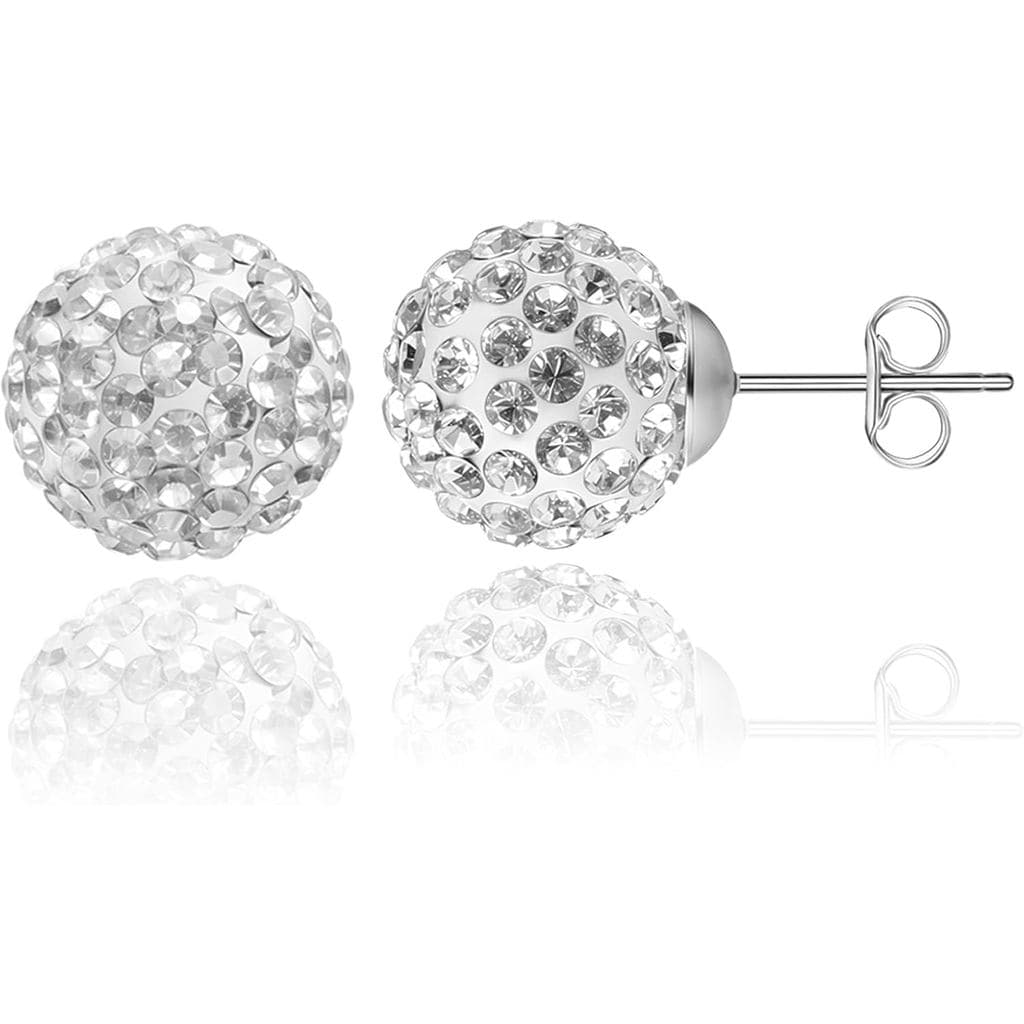 AOEDEJ 1 Peça Brincos de Bola de Discoteca para Mulheres, Brincos de Bola Prateados, Brincos de Cristal, Brincos de Zirc