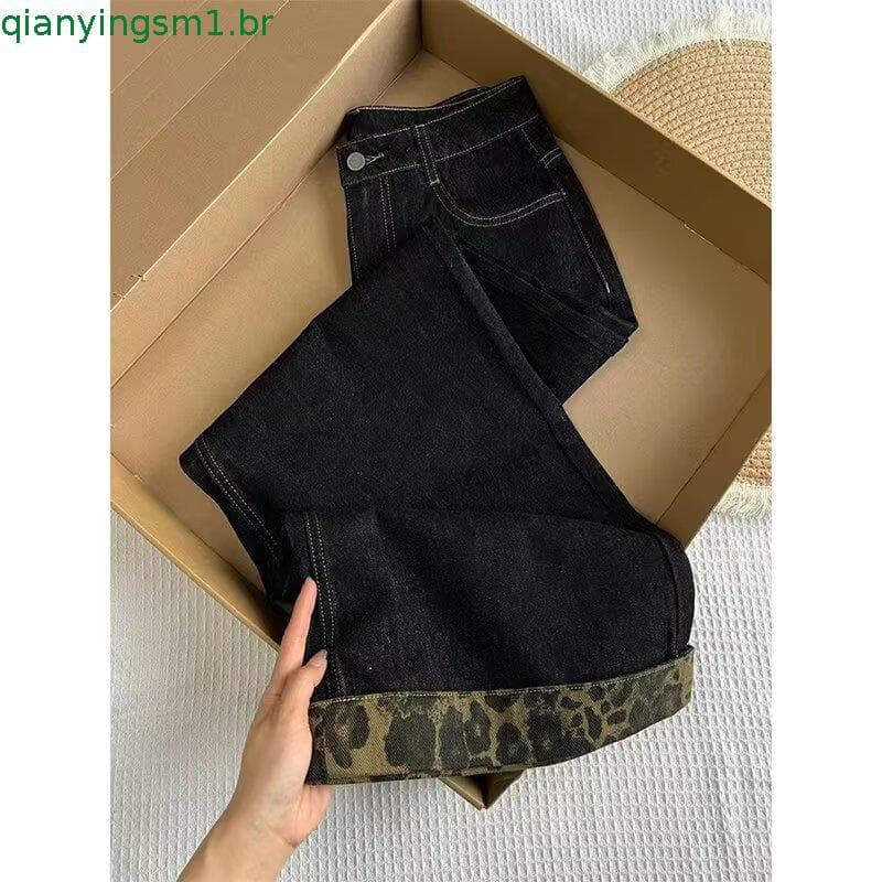 Calças Jeans Femininas Streetwear Novas 2025, Pantalon Femme, Cintura Alta, Vintage, Corte Reto, Y2k, Calças de Perna La