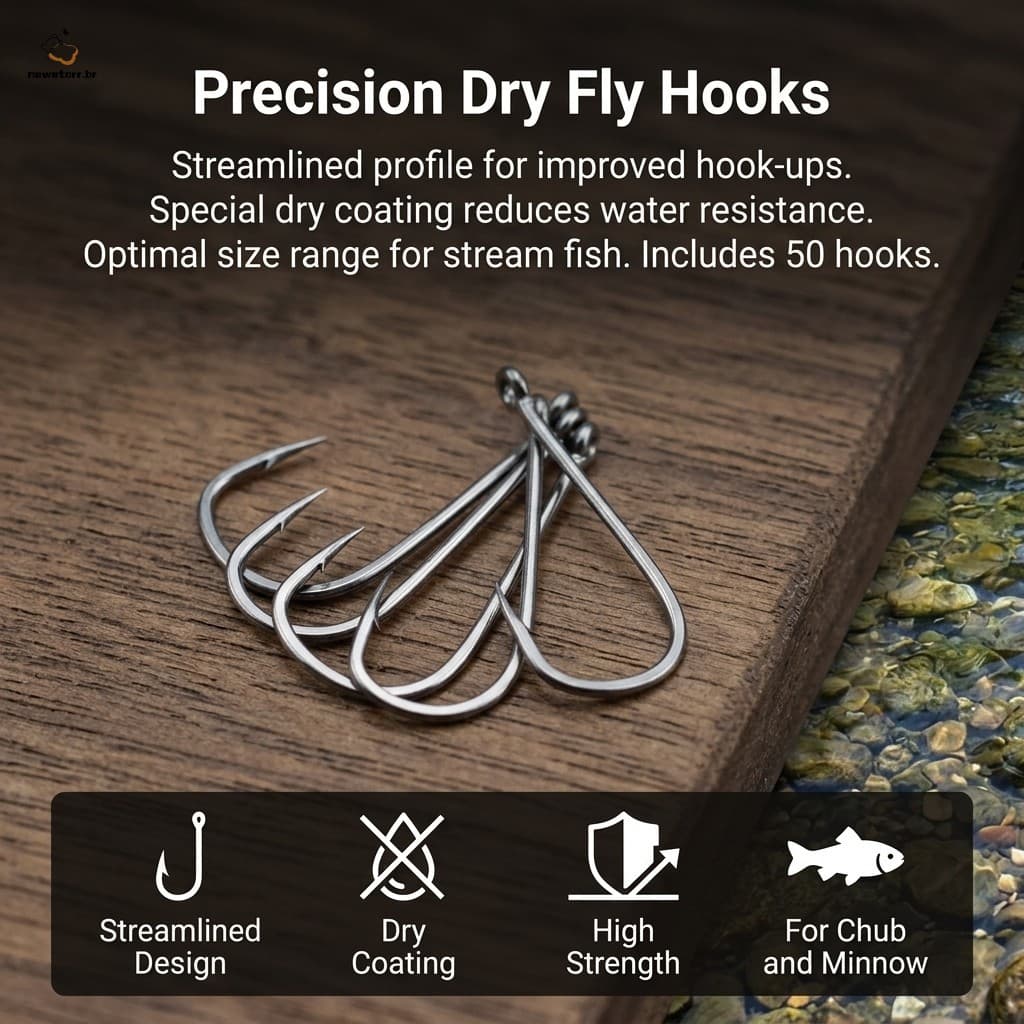 Ganchos Secos Para Pesca Com Mosca , Aço De Alto Carbono , Farpa Única Chubs Minnow 50 Peças