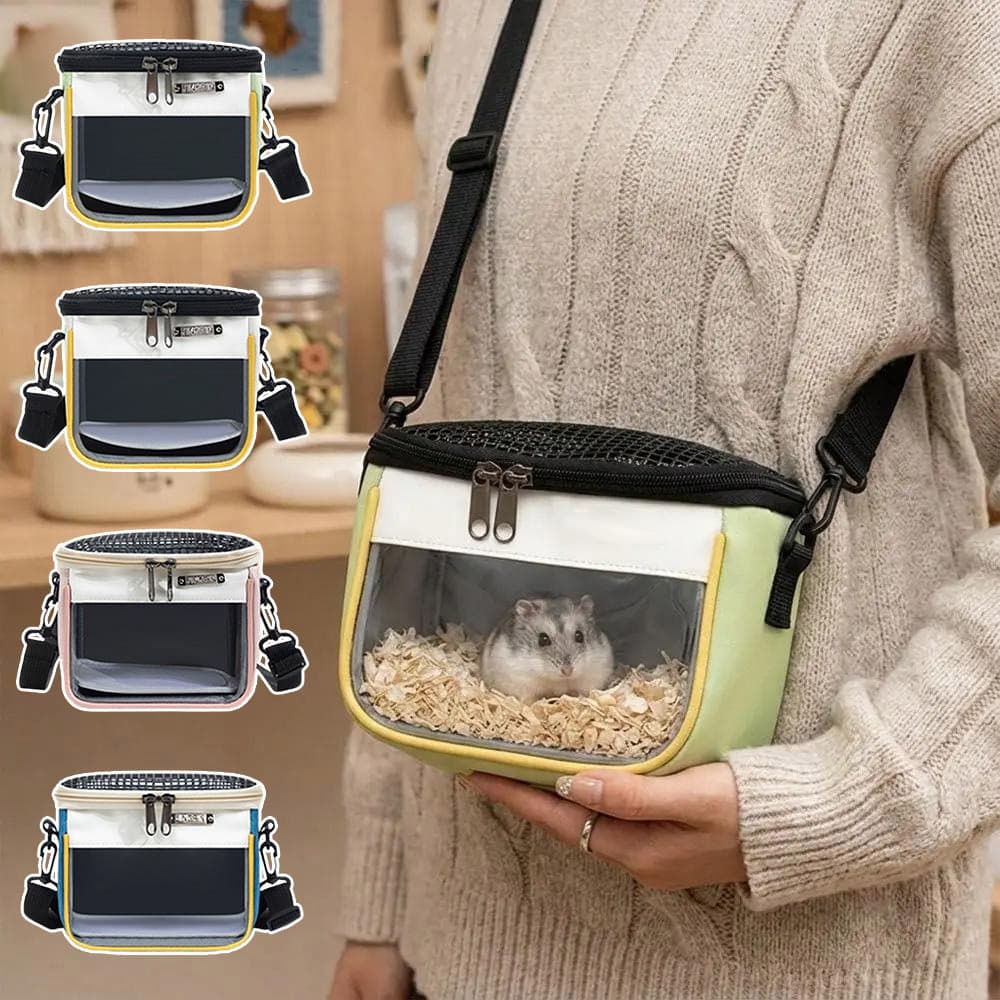 [Estoque pronto no atacado] Bolsa de passeio Visual transparente para Hamster Malha respirável portátil transversal pequ
