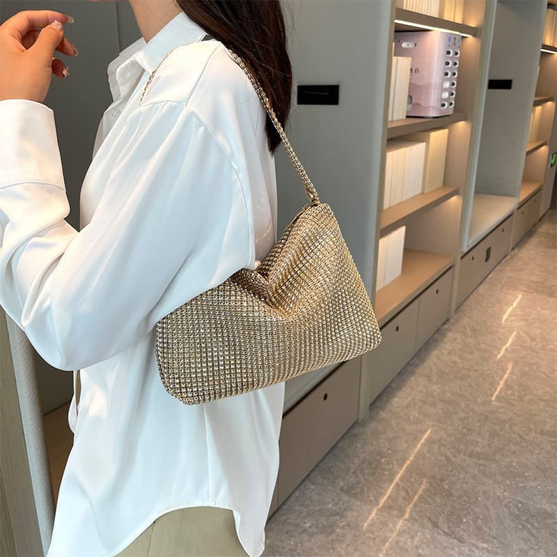 Quente diamante moda única axilas saco feminino novo estilo moda bolsa de ombro nicho All-Match Design bolsa