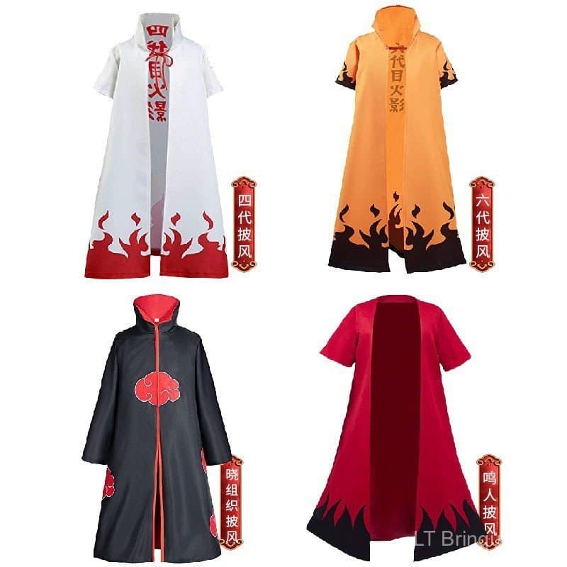 Manto Akatsuki estilo Naruto, roupa de anime japonês, fantasia de cosplay 2D, manto de nuvem vermelha.