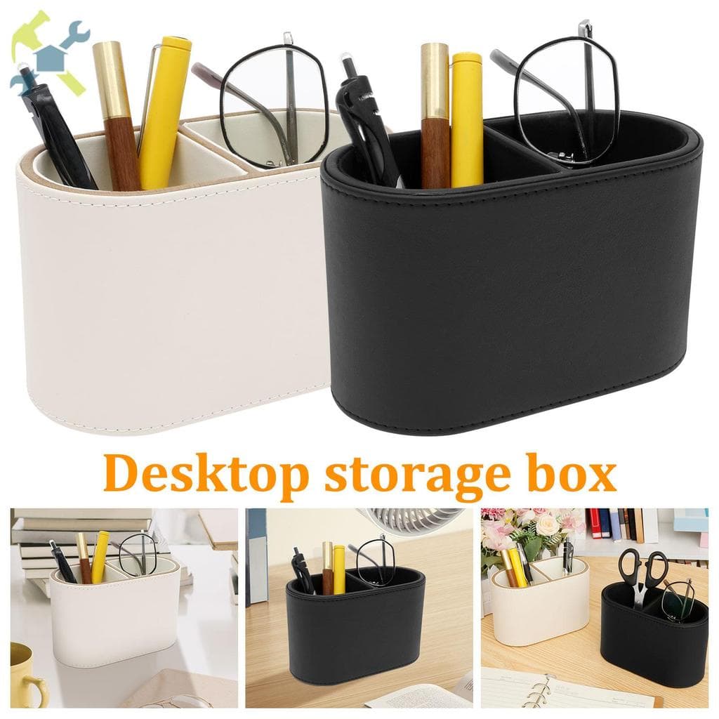 Suporte De Caneta De Couro PU Com 2 Compartimentos Prático Organizador De Mesa Caddy Para Escola Em Casa E Escritório SH